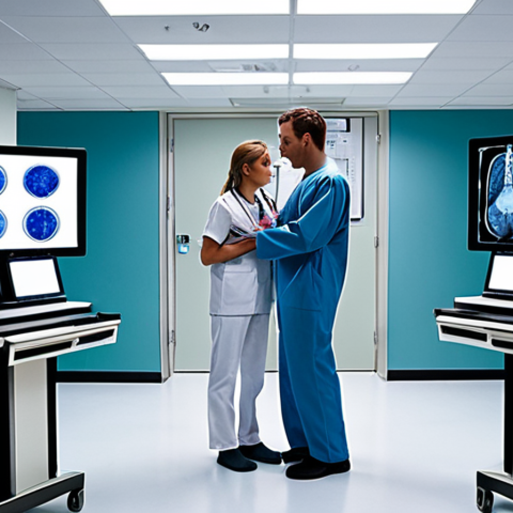 The Invisible Dance of Collaboration**
    "A symbolic representation of seamless collaboration between a medical laboratory technician and an electro-radiology manipulator. In a modern, clean medical environment, the figures are subtly connected by flowing digital data streams and abstract visual elements, suggesting a shared understanding and information exchange. One side shows hints of laboratory equipment like microscopes and test tubes, while the other features elements of radiology imaging, such as scanner outlines and patient images on screens. The atmosphere is professional, harmonious, and illuminated by soft, focused light, emphasizing the invisible yet crucial 'dance' of diagnostic teamwork for precise patient care."

2.  **Prompt for