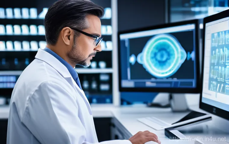 임상병리사 실제 업무 사례 - A diligent medical laboratory technician, a young woman with her hair neatly tied back, wearing a cr...