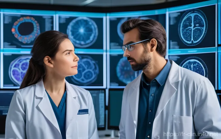 임상병리사 실제 업무 사례 - An advanced, automated medical laboratory with a sleek, futuristic design. A male medical laboratory...