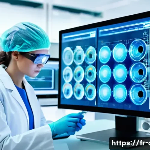 임상병리사 진로 멘토링 - A modern medical laboratory scene featuring a skilled laboratory technician operating advanced autom...